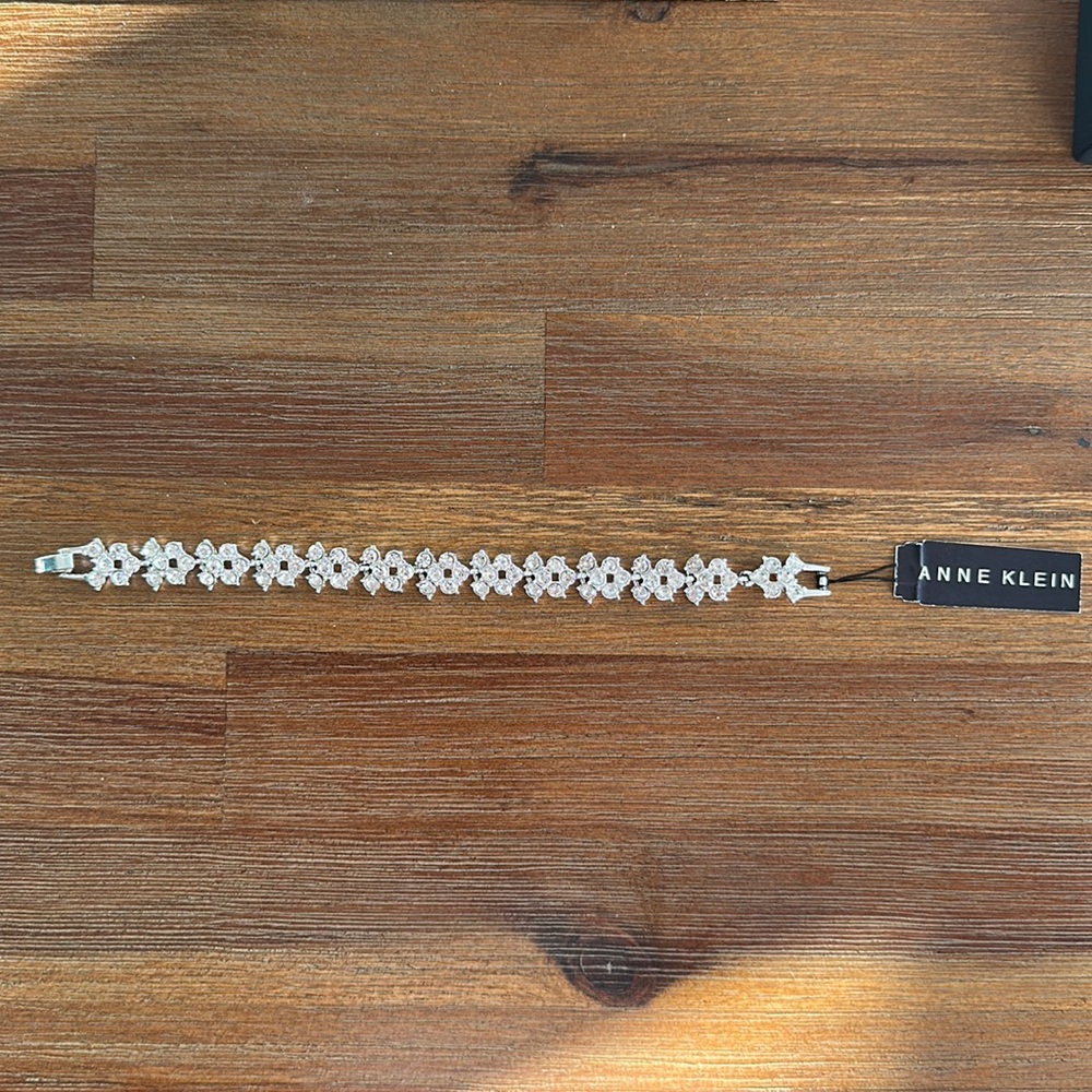 Anne Klein clasp bracelet, round CZ gems